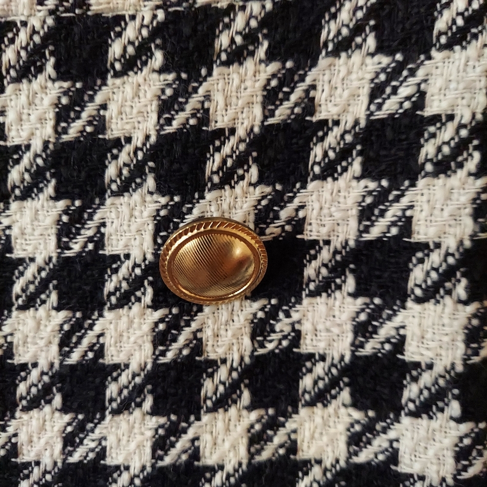 Forever 21 houndstooth mini dress black white tweed w gold buttons NEW Sz XS - Picture 3 of 11